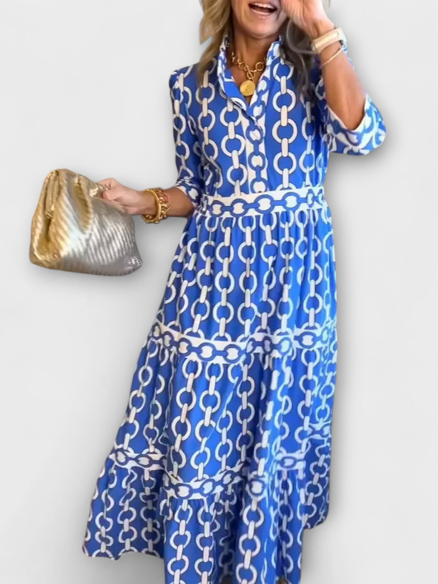 Lunedra | Midi dress with chain pattern